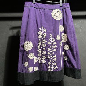 Anthropologie Purple Embroidered White Flower Ski… - image 1